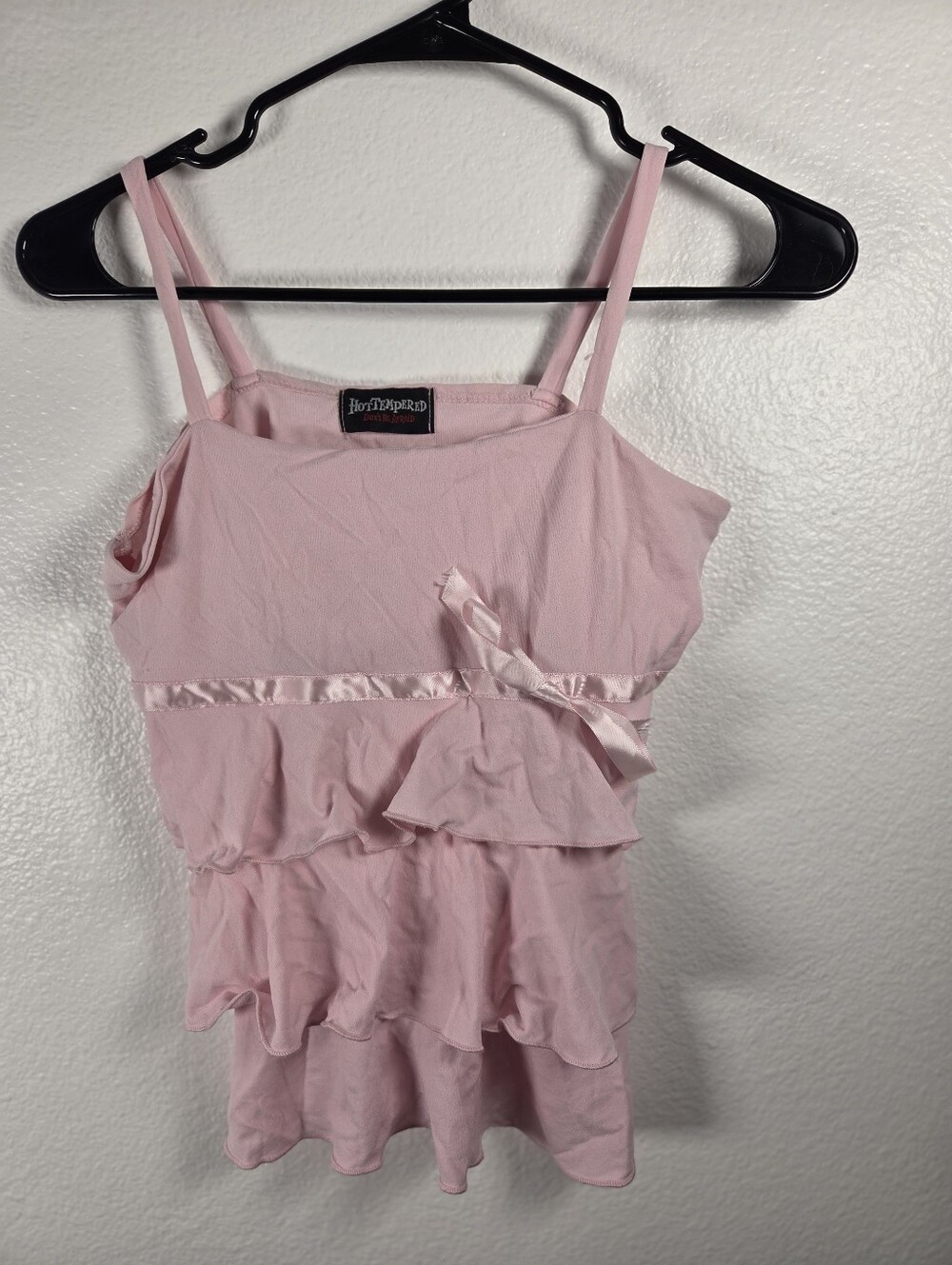 Hot Tempted Women's Size L Pink Satin-Trim Ruffle Cami